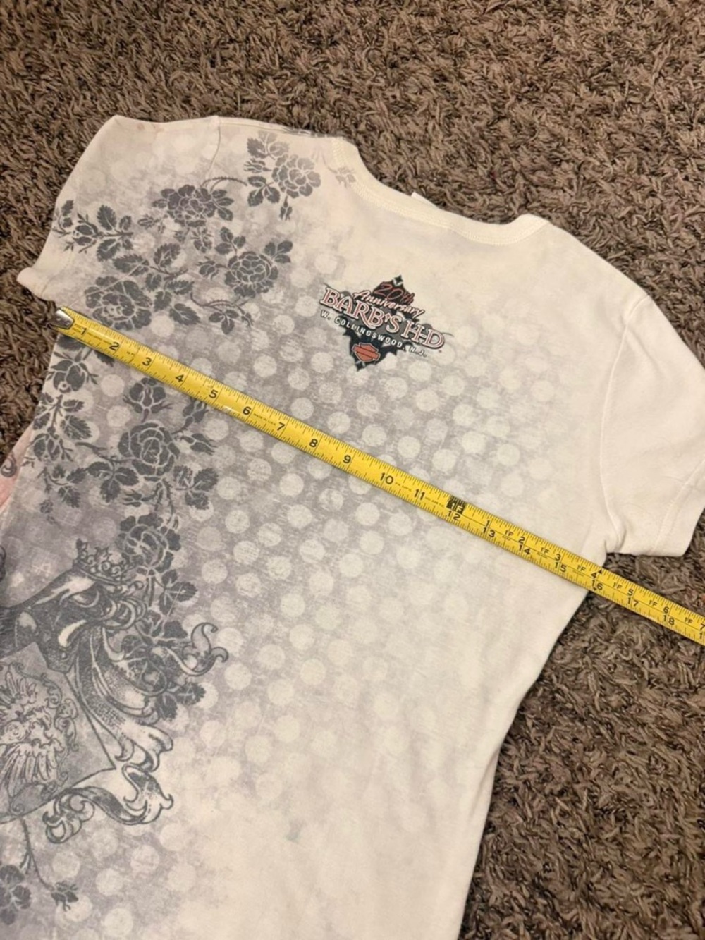 Vintage Harley-Davidson Women's Cream Graphic Floral Tee - Picture 5 of 6